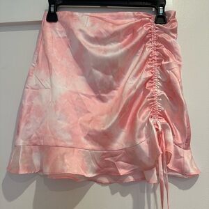 BP Pink Tie-Dye Ruched Mini Skirt